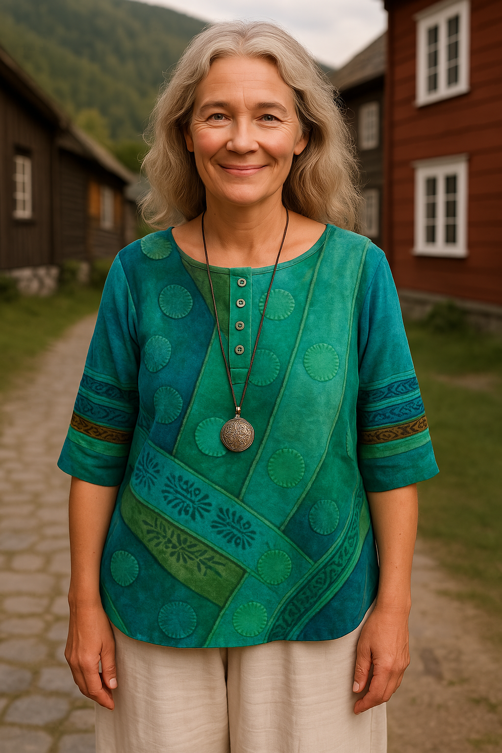 Emma | Farbige Top mit halblangen Ärmeln