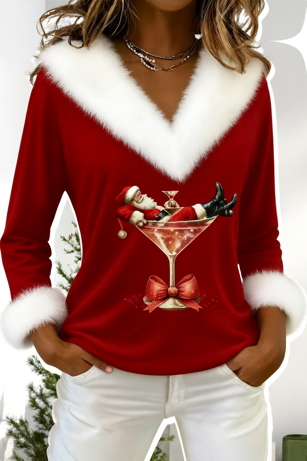 Lotte | Plüschpullover mit Weihnachtsmotiv