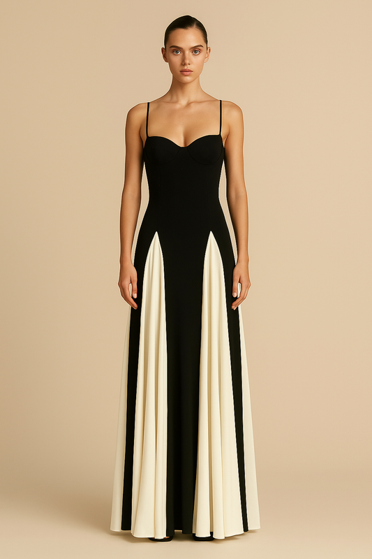 Clair | Maxikleid mit schwarzem und weißem Einsatz