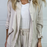 Genevieve | bequemes Hemd aus Viskose und Leinen in klassischer Unifarbe