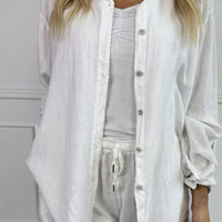 Genevieve | bequemes Hemd aus Viskose und Leinen in klassischer Unifarbe