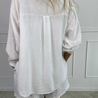 Genevieve | bequemes Hemd aus Viskose und Leinen in klassischer Unifarbe