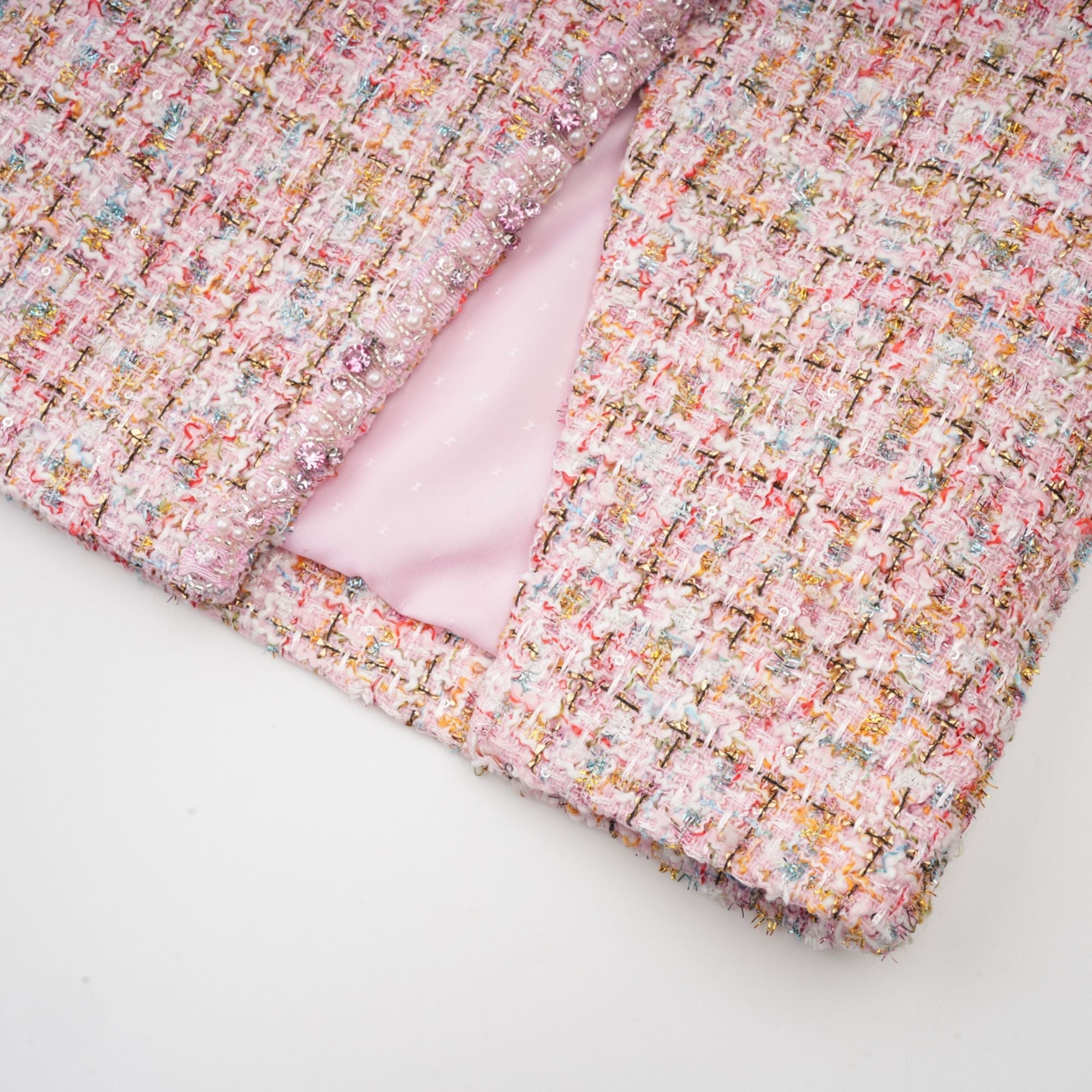 Alexia | stilvolles rosa Minikleid im Tweed-Design