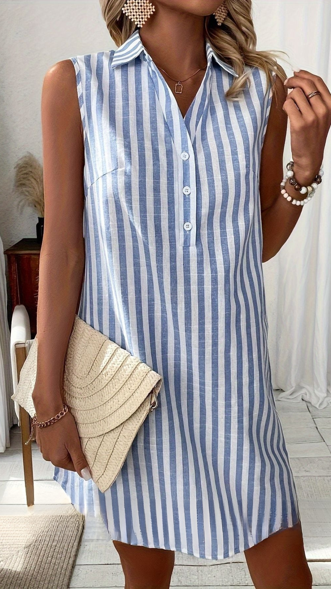Carlene | Lässiges Hemdblusenkleid mit Streifenmuster