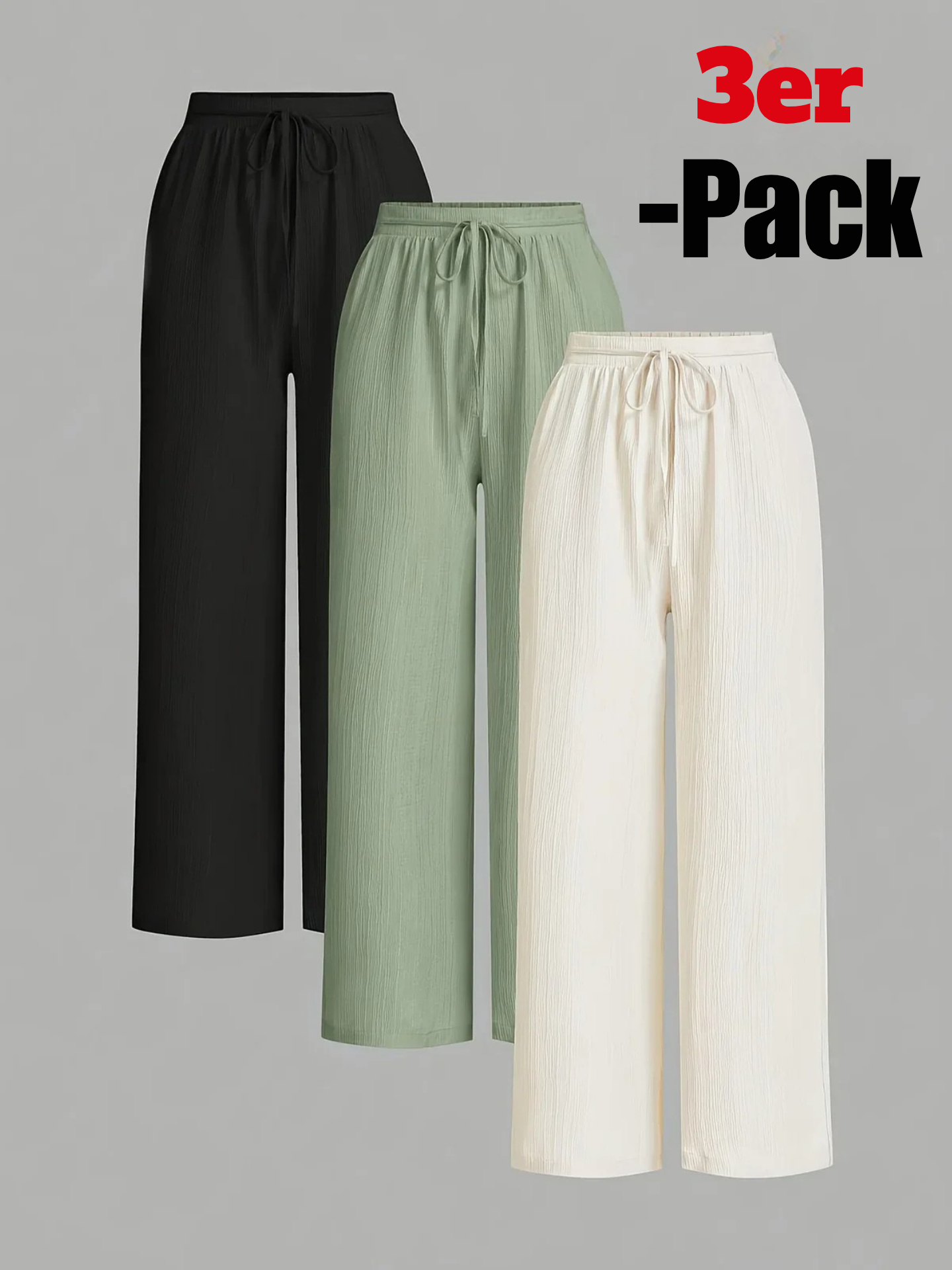 Demi | praktischer 3er-Pack Bundfaltenhosen für Damen