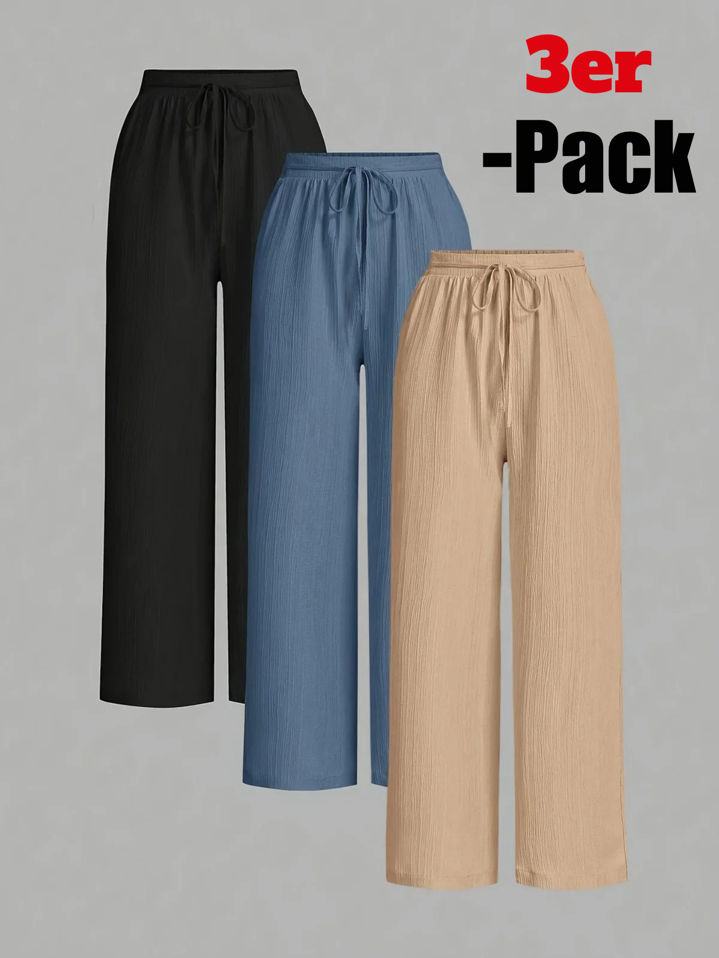 Demi | praktischer 3er-Pack Bundfaltenhosen für Damen