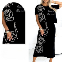 Lyca | Lässiges Damen-Set mit Blumen-T-Shirt und Bustier-Rock