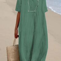 Emery | zeitloses unifarbenes Kleid aus hochwertigem Baumwoll-Leinen