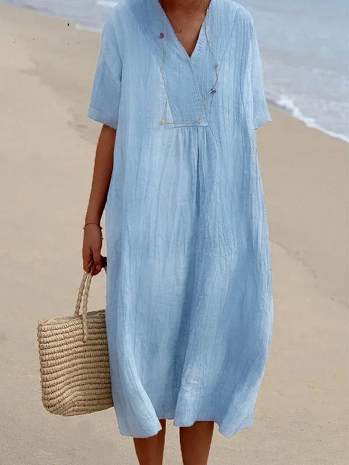 Emery | zeitloses unifarbenes Kleid aus hochwertigem Baumwoll-Leinen