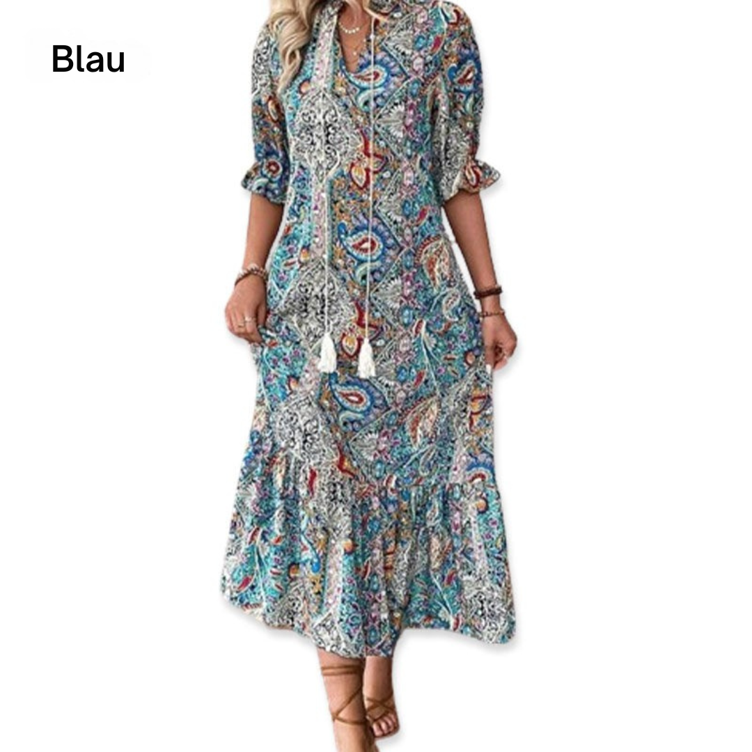 Ellie | Luftiges Midikleid mit floralen Akzenten