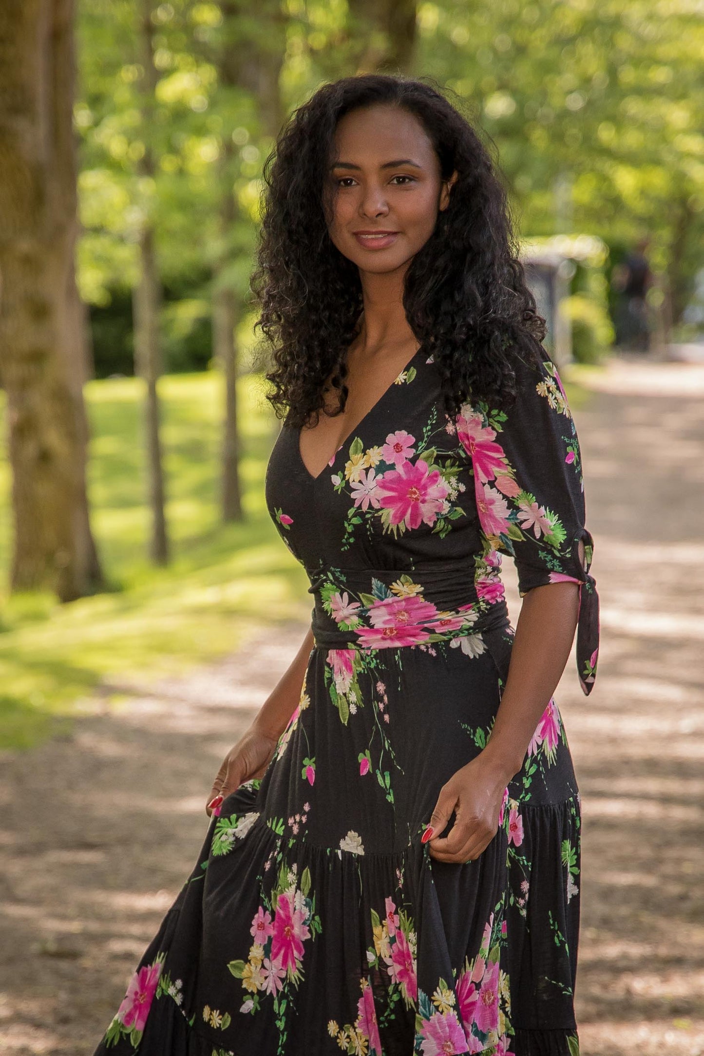 Medel | Florales gestuftes Maxikleid