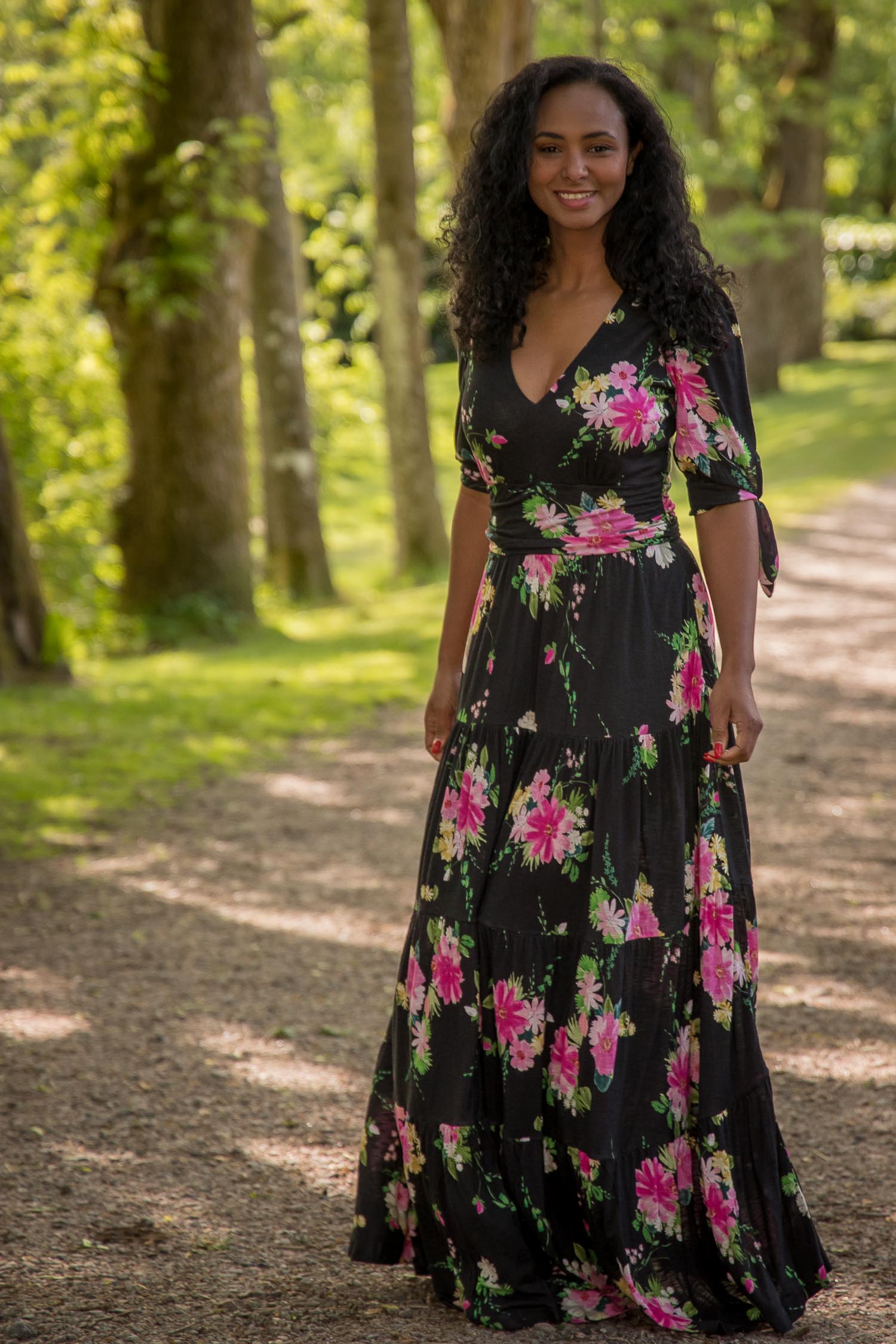 Medel | Florales gestuftes Maxikleid