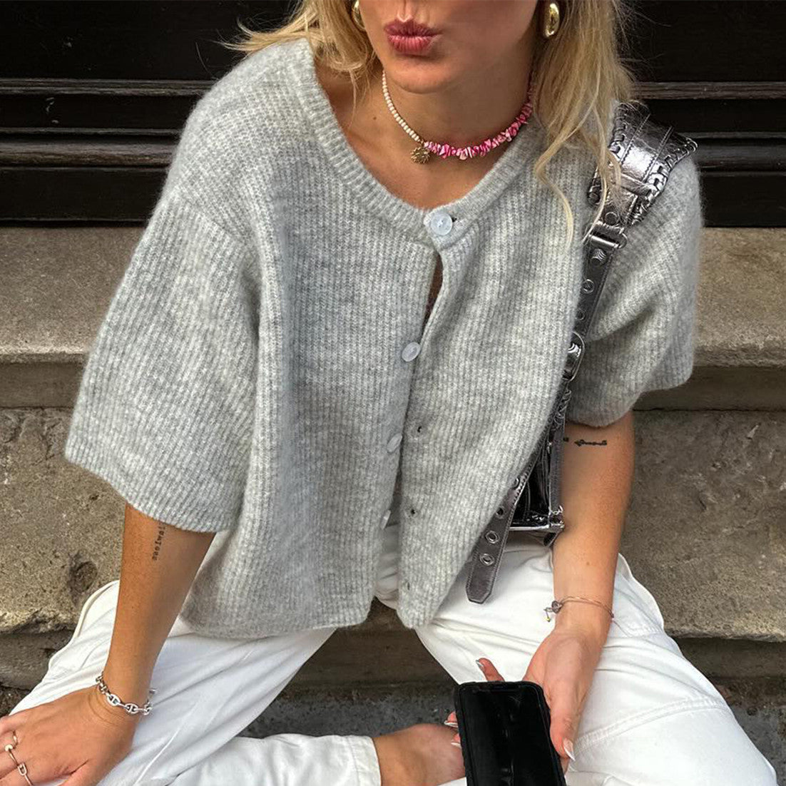 Mycah | Kurzärmelige Strickjacke