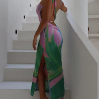 Kaye | Elegantes rückenfreies Midikleid mit sexy Seitenschlitzen