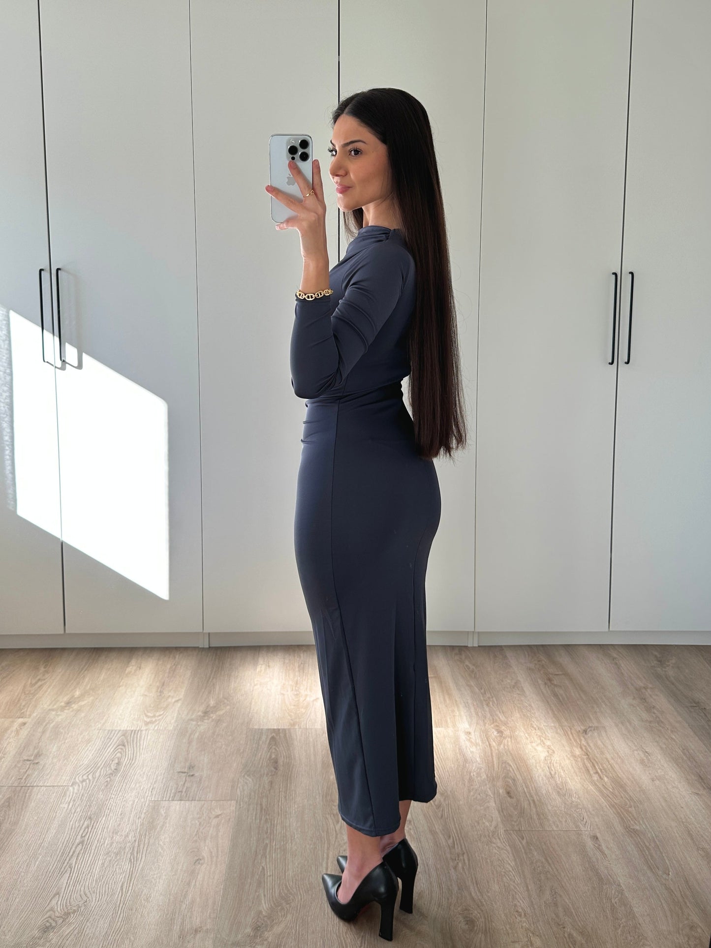 Ebaries | Drapiertes Midikleid