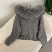 Silvia | Eleganter Cardigan mit Fellkragen