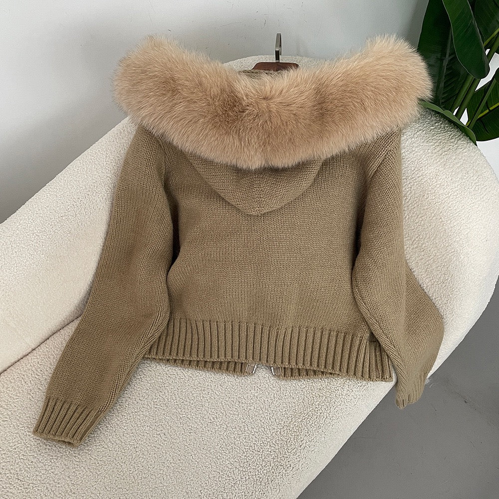 Silvia | Eleganter Cardigan mit Fellkragen