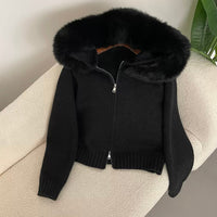 Silvia | Eleganter Cardigan mit Fellkragen