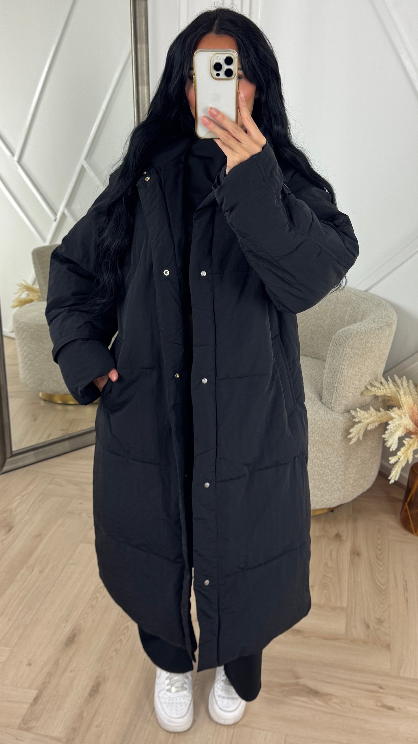 Amica | Lange Steppjacke mit hohem Kragen