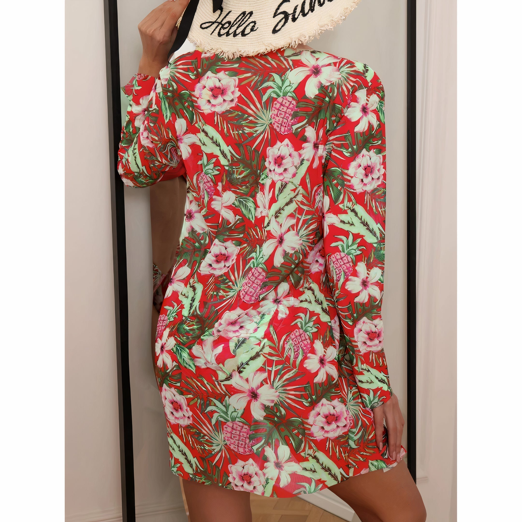 Cait | Dreiteiliger Badeanzug mit geblümtem Bademantel