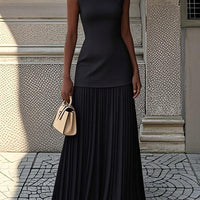 Bragina | Ärmelloses plissiertes Maxikleid