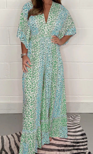 Alison | Kleid mit V-Ausschnitt und Leopardenmuster