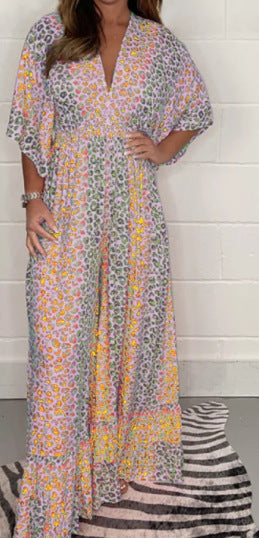 Alison | Kleid mit V-Ausschnitt und Leopardenmuster