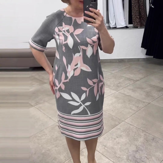 Miracela | Lockeres knielanges Kleid mit kurzen Ärmeln