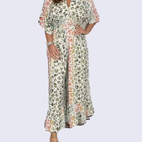 Alison | Kleid mit V-Ausschnitt und Leopardenmuster