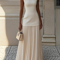 Bragina | Ärmelloses plissiertes Maxikleid