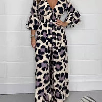 Farah | Eleganter V-Ausschnitt-Jumpsuit mit Leo-Muster