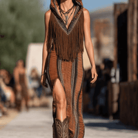 Piera | Stammes-Fransen-Maxikleid