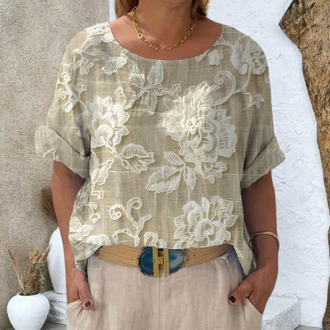 Faye | lässiges T-Shirt im Vintage-Stil mit Blumenmuster