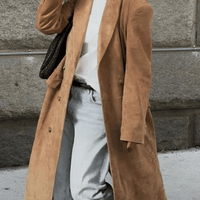 Nadia | Modischer Damenmantel aus Wildleder, lang & chic