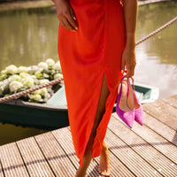 Enidra | Midikleid mit Halter und Schlitz