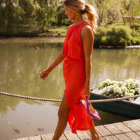 Enidra | Midikleid mit Halter und Schlitz