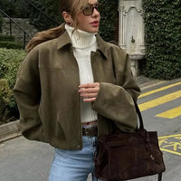 Afrela | Locker sitzende Wildlederjacke für Damen