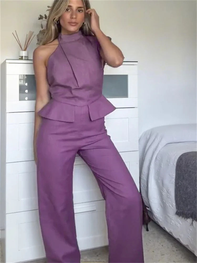 Amber™ | Damen Jumpsuit mit Solid Halter Taille