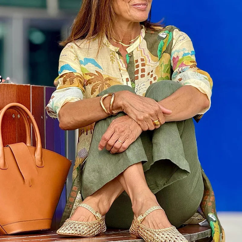 Isla | bequemes Leinen-Set mit Kordel-Design für den Sommer