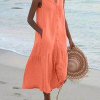 Cavela | Ärmelloses Sommerkleid mit Knopfleiste