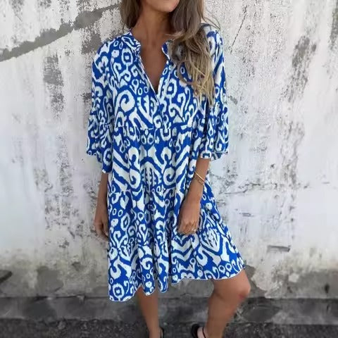 Gracie | Bequemes Freizeitkleid mit V-Ausschnitt für Damen