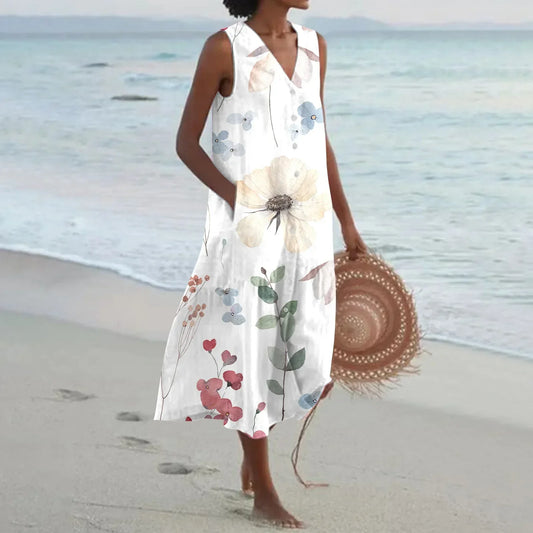 Cavi | Ärmelloses Sommerkleid mit Blumenprint