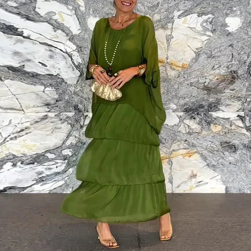 Chrisa | Stilvolles Chiffonkleid mit mehrlagigem Design