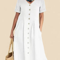 Oaey | Kleid mit Manschettenärmeln und Knopfleiste