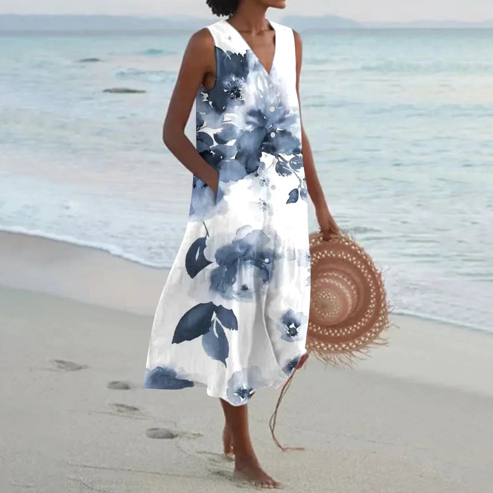 Cavi | Ärmelloses Sommerkleid mit Blumenprint
