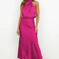 Rochelle | Feminines Satin-Kleid mit Neckholder-Ausschnitt