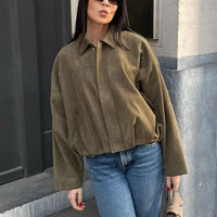 Afrela | Locker sitzende Wildlederjacke für Damen