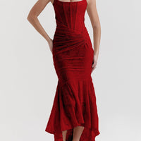 Charleigh | blaues Kleid mit floralem Glockenblumen-Design