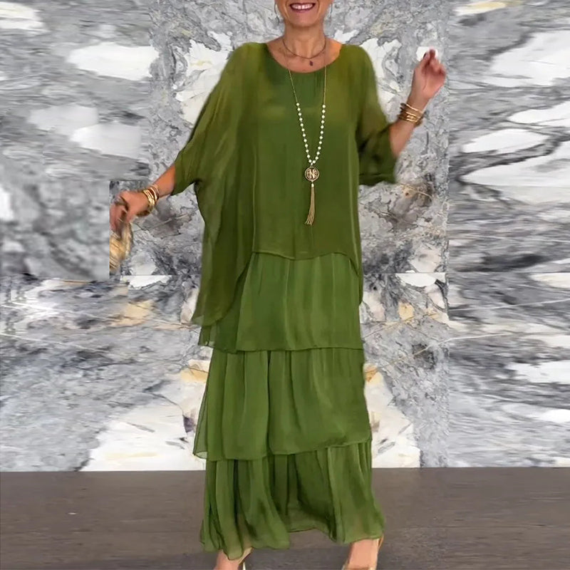 Chrisa | Stilvolles Chiffonkleid mit mehrlagigem Design