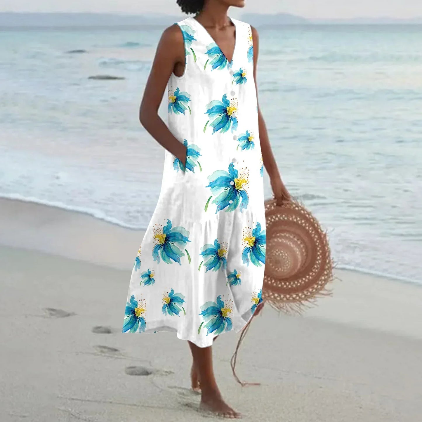 Cavi | Ärmelloses Sommerkleid mit Blumenprint